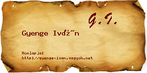 Gyenge Iván névjegykártya